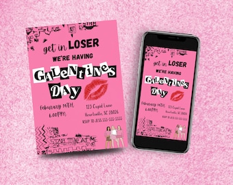 Editable Burn Book Galentine's Day Invite, Pink Girls Party Invitation, Valentine's Day Invite, Girls Only, Mean Girls Galentines Invite