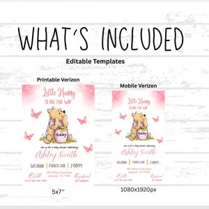Editable Winnie the Pooh Baby Shower Invitation, Digital Invitation Oh girl, Winnie The Pooh Invitation, Canva Editable