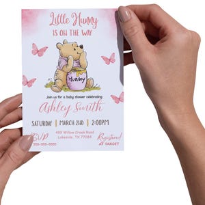 Editable Winnie the Pooh Baby Shower Invitation, Digital Invitation Oh girl, Winnie The Pooh Invitation, Canva Editable