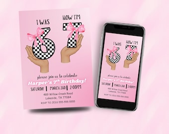 6-7 Birthday Invitation for Girls, Editable Meme Trending Six Seven Party Invite, Girl Birthday, Kids Birthday Digital Invite