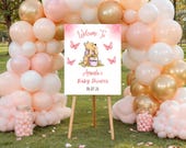 Winnie the Pooh Girl Baby Shower Welcome Sign, Pooh Bear Baby Shower Decor, Sweet Pooh Theme Welcome Poster, Editable Baby Shower Sign