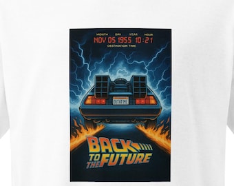 Zurück in die Zukunft Retro Cartoon Shirt – Delorean Time Machine Tee, 80er Film Nostalgie