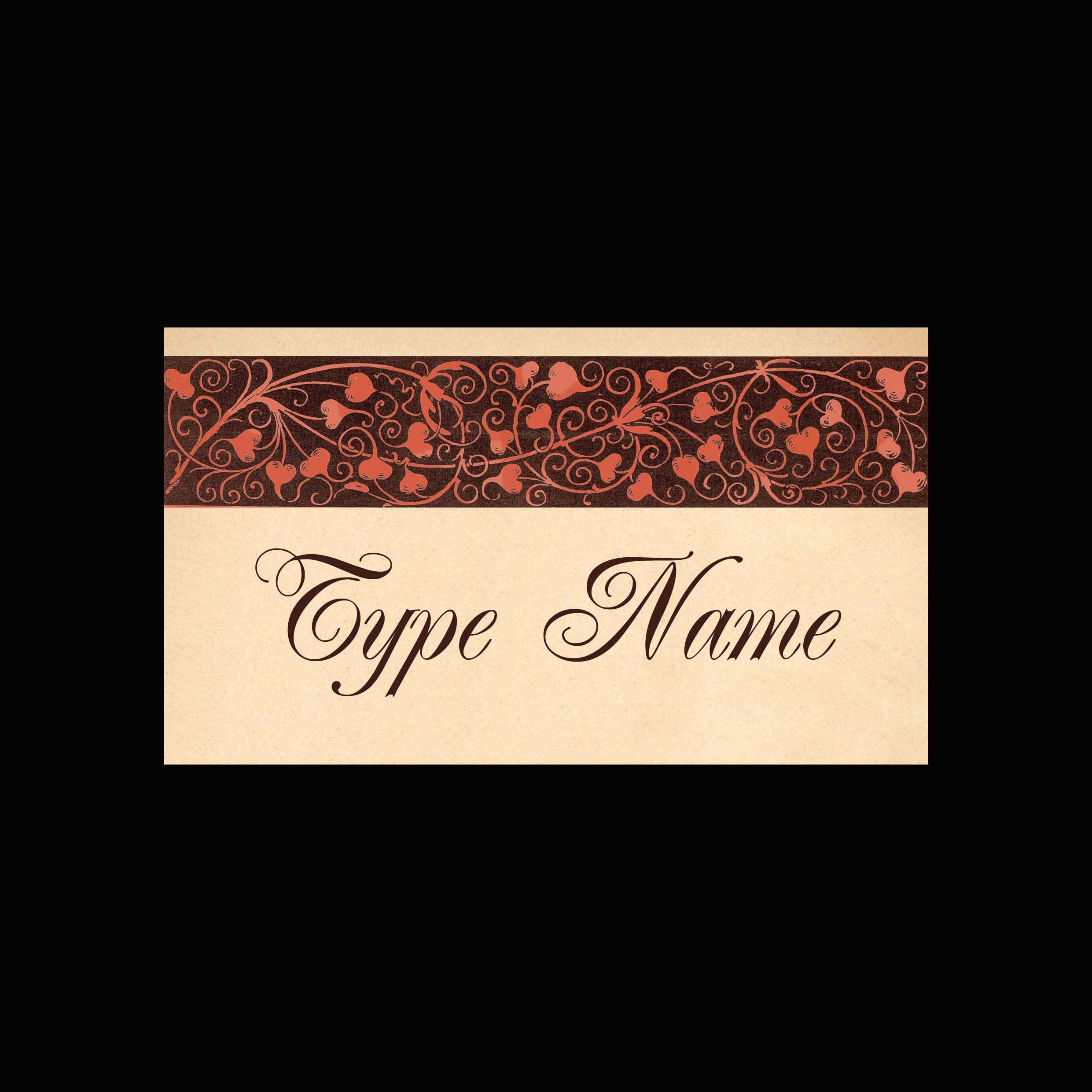 Heart Scrollwork Place Card Template Etsy Heart Scrollwork Place Card Template Etsy