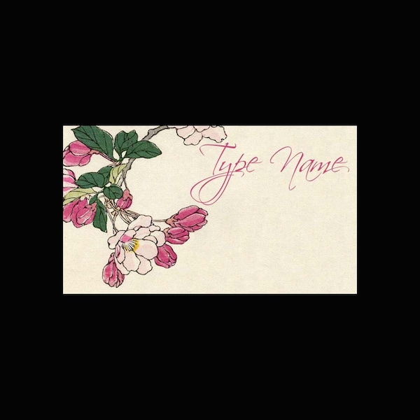 Japanese Apple Blossom Place Cards Place Card Template