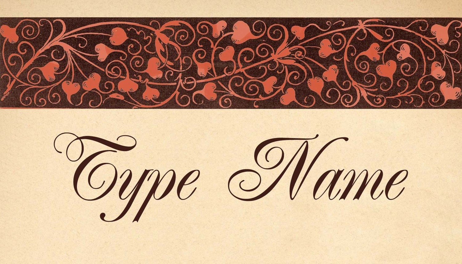 Heart Scrollwork Place Card Template Etsy