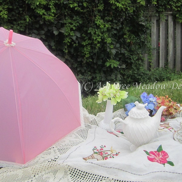 Vintage Styled Parasol, Delicious Pink , Rain or Shine, Parasol Name: Truly Scrumptious