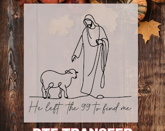Jesus and Lamb DTF Transfer, Christian Line Art Shirt