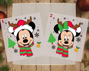 Disney Mickey Minnie Christmas Couple DTF Transfer, Ready to Press Iron On Shirts