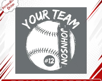 Custom Baseball Team Name DTF Transfer, Personalized Player Number Ready to Press Design
