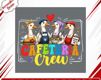 Cafeteria Crew Ducks DTF Transfer Ready to Press - Cute School Lunch Lady Iron On Design for Apparel & Gifts