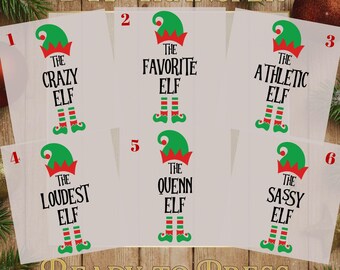 Custom Family Elf Names Christmas DTF Transfer, Choose Number Personalized Ready To Press