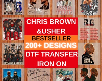 Chris Brown Usher R&B Tour DTF Transfer, Hip Hop Concert Iron On, Retro Music Fan Heat Press, Ready To Press