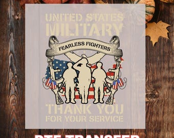 Military Thank You DTF Transfer: American Flag, Fearless Fighters