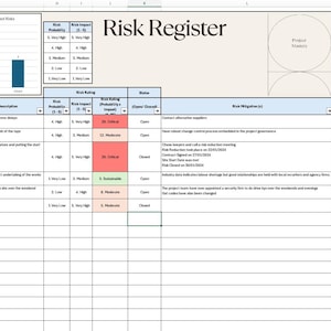 Construction Risk Register Sample Construction Industry Risk Register Excel Template - Instant Download ...