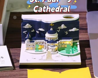 3D Tear-Off Desk Calendar | Unique Gift | Creative Paper Art Scene Calendar with Acrylic Display Case | Interactive Year Planner & Decor