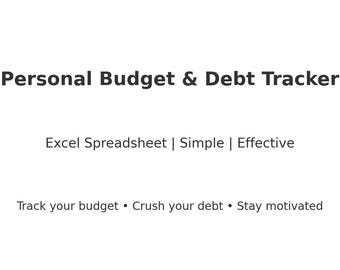Spreadsheet persoonlijk budget en schuldentracker | Maandbudgetplanner Excel | Schuldsneeuwbal en lawine-uitbetalingstool