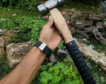 Hand-Forged Damascus Steel Hammer Blacksmith Tool, Collectible Gift، thor hammer With Ash wood Handle