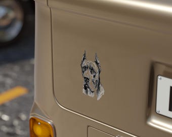 Great Dane Dog Portrait Vinyl Sticker, Hand-Drawn Weatherproof Decal