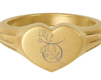 Gegraveerde zegelring met sterrenbeeld Stier, dierenriemsieraden, 18 kt goud, 3 maten