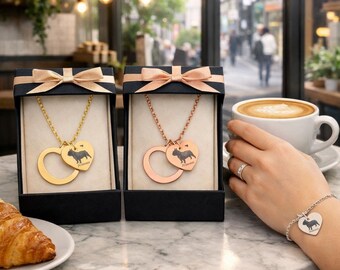 フレンチブルドッグネックレス、刻印入り、パーソナライズされた名前
