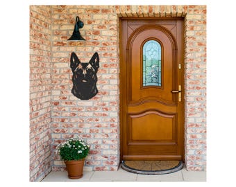 Belgian Malinois Dog Portrait Metal Wall Art, Outdoor Die-Cut Metal Signs