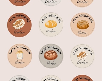 Pegatinas de comerciante de masa madre / Pegatinas divertidas de masa madre / Etiquetas personalizadas / PDF imprimible / Descarga instantánea / Para imprimir en casa