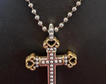 Retired Brighton Two-Tone Cross Necklace