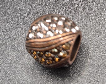 Brighton Crystal Voyage Copper Spacer Bead Clear Brown Crystals Retired Vintage Charm