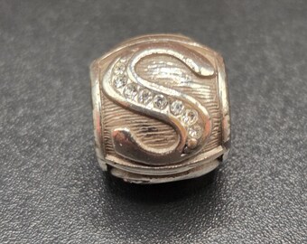 Brighton "S" Alphabet Bead Initial Charm Silver Swarovski Crystals Letter S Alpha Bead