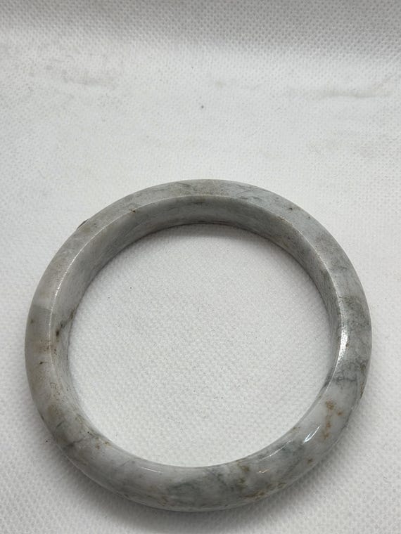 Natural Myanmar Burmese Jadeite Bangle Untreated Gray Green White Jade