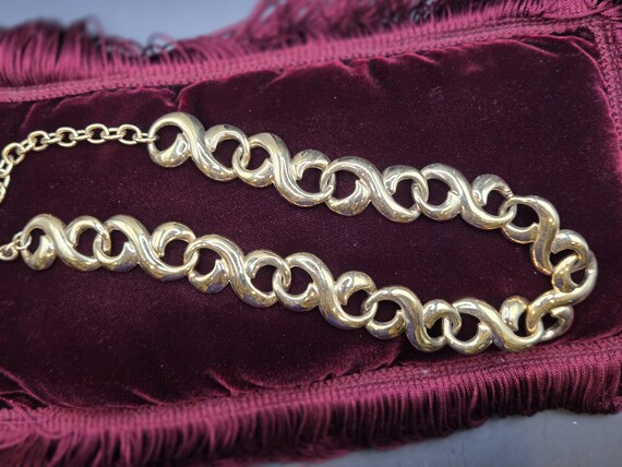 Vintage GIVENCHY Signed Scroll Infinity Link Gold… - image 2