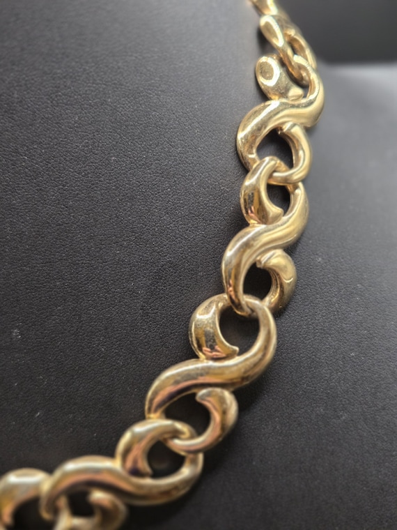 Vintage GIVENCHY Signed Scroll Infinity Link Gold… - image 6