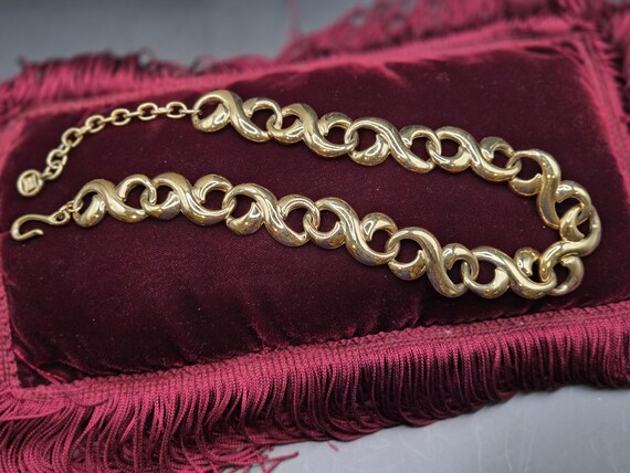 Vintage GIVENCHY Signed Scroll Infinity Link Gold… - image 3