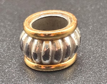 Ciondolo vintage a coste con perline Brighton MARA bicolore oro argento a righe
