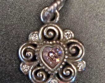 Brighton Glitz June Birthstone Amethyst Heart Amulet Charm Retired