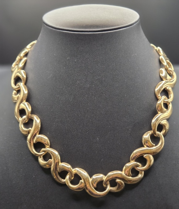 Vintage GIVENCHY Signed Scroll Infinity Link Gold… - image 5