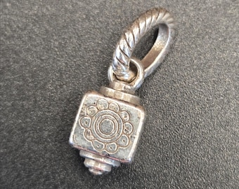 Retired Brighton Silver Plated Flower Cube Charm