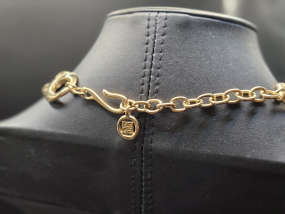 Vintage GIVENCHY Signed Scroll Infinity Link Gold… - image 8