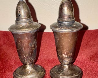 1950-60's CROWN Sterling Weighted Salt & Pepper Shakers, Regal Shape, Twist Top