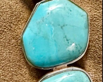 BARSE 925 Sterling Silver Two Turquoise Stone Pendant