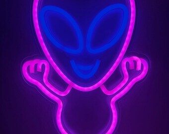 Alien Neon Lite Sign. Pink and Blue When Lit.  White when not.