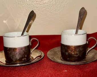 United States Lines Vintage 1940-tals Demitasse (halvkopp) Espresso Set