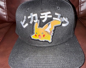 Pokemon Hat Snapback Black Yellow Embroidered Pikachu Casual NWOT