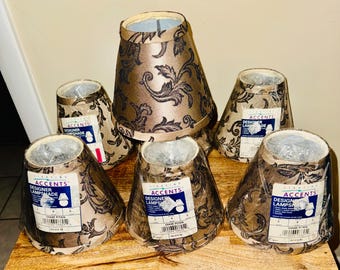7 New Chase-Pitkin Small Lampshades Bronze Hues Floral Pattern