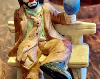 Vintage Emmett Kelly Jr.Collection Porcelain ClownFigurine Balloons Flambro