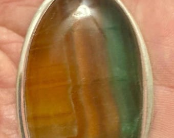 Handmade Argentina Rainbow Fluorite Pendant in Sterling Silver