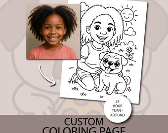 Pug Custom Coloring Page | Personalized Activity Sheet | Custom Printable Digital Download