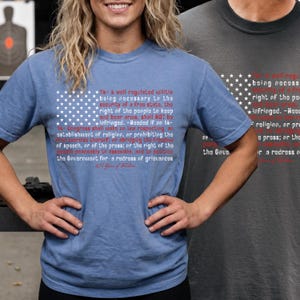 America Constitution Shirt, First and Second Amendment Tee, Patriotic Comfort Colors USA 250