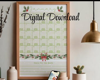 Christmas Countdown 2026 Calendar Digital Download, Printable