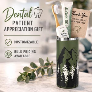 Custom Dental Office Tumbler Gift, Natural Dentist Patient Appreciation, Branded Retention Water Bottle Bulk